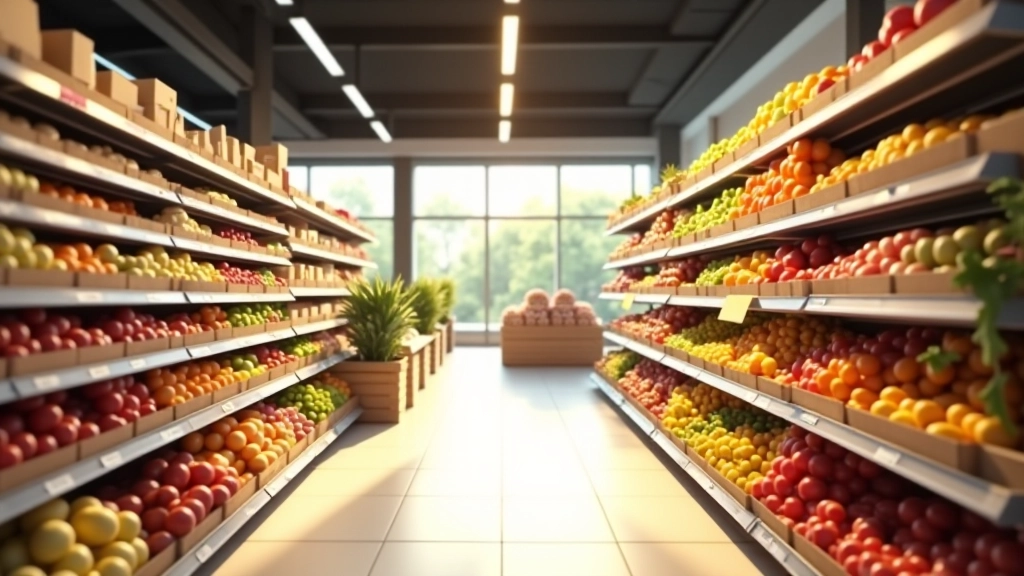 Supermercado português com corredores bem iluminados e produtos organizados nas prateleiras